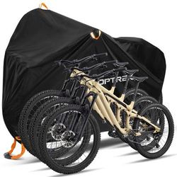 TEMU Toptrek Bicycle Cover, Fits 3 Bikes, 210d Oxford Fabric Outdoor Cover, 220 X 120 X 110cm, High-quality Protective Cover With Lock Eyelets, Uv-resistant And Tear-proof