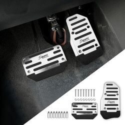 TEMU 2pcs Car Pedal Pads Car Brake Pedal Pad Automatic Transmission Pedal Covers Replacement Kit Non-slip Foot Pedal Covers Set Alloy Brake Gas Clutch Pedal Kits For Car Suv Atv