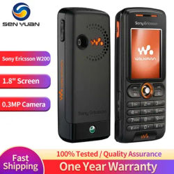 Original Sony Ericsson W200 2G Mobile Phone 1.8'' UBC 65K Colors Screen FM Radio 0.3MP GSM 900 / 1800 / 1900 w200i CellPhone