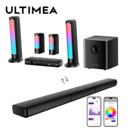 Barre de son ULTIMEA 410 W 7.1 canaux avec caisson de basses sans fil 6,5" et 2 haut-parleurs surround, système de son surround, haut-parleurs Bluetooth pour cinéma maison, contrôle par application,