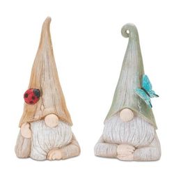 Gnome (Set of 2) 10"H Resin by Melrose in Green/orange