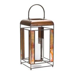 Lantern 9"L x 17.25"H Metal/Glass by Melrose in Bronze