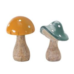 Mushroom (Set of 2) 7.25"H, 8"H Resin by Melrose in Green/brown