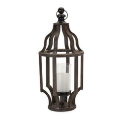 Candle Holder 9"L x 22.5"H Wood/Glass by Melrose in Brown/black