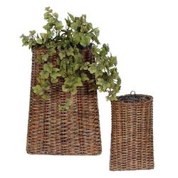 Woven Rattan Wall Basket (Set of 2) by Melrose in Brown