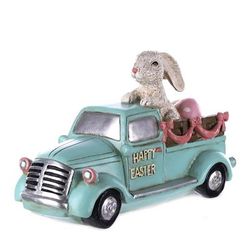Easter Bunny in Car Figurine 9.5"L by Melrose in Blue