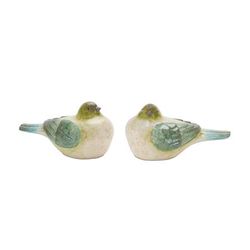 Bird (Set of 2) 7.5"L x 3.5"H Resin by Melrose in Green/white