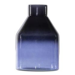 Blue Soda Lime Glass Bottle Vase 7"H by Melrose in Blue
