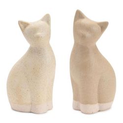 Ceramic Cat Decor (Set of 2) by Melrose in Beige
