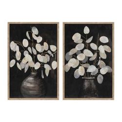 Beige Eucalyptus Print (Set of 2) by Melrose in Black/grey