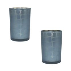 Candle Holder (Set of 2) 4.75"D x 7.25"H Glass by Melrose in Blue