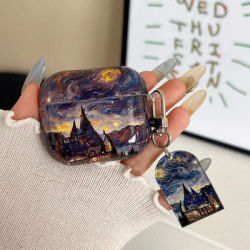 Van Gogh peinture ciel étoilé château étui pour casque Airpods 4 3 1 Pro 2 Silicone sans fil Bluetooth casque écouteur couverture
