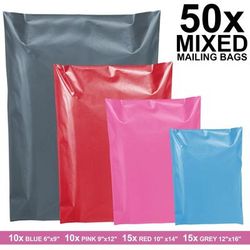 TEMU 50x Mailing Bags Assorted Sizes Parcel Bags Self Seal Postage Bags For Clothes Strong & Sealable Plastic Envelopes, Ideal For Large To Small Postal Packing Shipping Posting