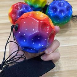 TEMU 3-pack Elastic Wrist Balls, Pu High Bounce Exercise Balls With Rope, Hand Strengthener For Adults & Teens, Fun & Leisure Activity, Unique Gift Idea - Assorted Colors