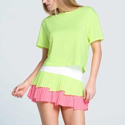 Lucky in Love Power Box Tee Women's Tennis Apparel Lemon Frost