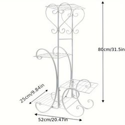 TEMU European-style Metal Iron Flower Stand Four-floor Balcony Outdoor Decorative Flower Pot Stand 82*52cm White