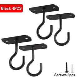 TEMU 4pcs Ceiling Hooks For Hanging Plants Wall Mounted Plant Hooks Wall Hooks For Bird Feeders Lights Lanterns Wind Chime Hooks Indoor And Outdoor Decorative Hooks Black White