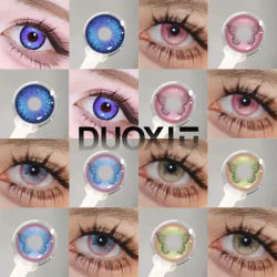 DUOXIU 1 pair Yearly Korean Lenses Colored Contact Lenses with Prescription Blue Myopia Lenses Korean Lenses High Quality Lenses