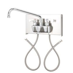 Krowne 14-410-QR Royal Series Splash Mount Faucet w/ 10" Swing Gooseneck Spout & 2" Lever Handles - 4" Centers, Silver