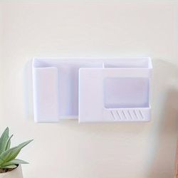 TEMU Easy-install Wall Mount Phone Charging Holder & Remote Control Organizer - No Drill, Damage-free Storage Rack