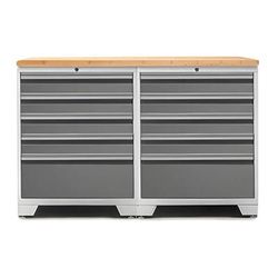 NewAge Garage Cabinets PRO Platinum 3-Piece Garage Cabinet Set with Bamboo Top