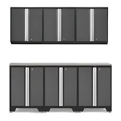 NewAge Garage Cabinets PRO Grey 7-Piece Work Station with Stainless Steel Top