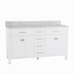 Randolph Morris Mason Hill 60 Inch Oak Vanity with Rectangular Undermount Sinks - White RM260WH-1SWH