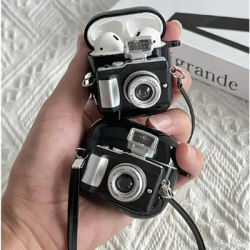 Custodie protettive per auricolari con fotocamera con cinturino per Apple Airpods 4 2024 generazione 3 2 1 Pro Pro 2 Custodia morbida per cuffie in silicone