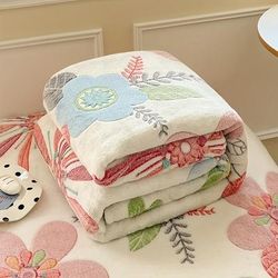 TEMU 1pc Fleece Blanket, -, Washable, For Bed, Sofa, And