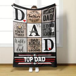 TEMU 1pc Unique Nine-grid Design Printed Blanket - Father's Day & Birthday Gift For Dad, Soft Fabric With Messages, Contemporary Style Mixed Colors, Hand Wash Only, Fathers Day Blanket, Gift, Quality