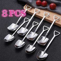 TEMU Creative Tableware Set Of 8 Stainless Steel Coffee Spoons, For Ice Cream