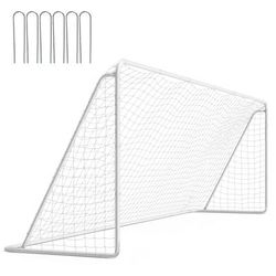 TEMU 12' X 6' Soccer Goal With Pvc Net Straps - Easy Setup For Backyard Training, White, Includes Soccer Ball Support & Sturdy , Soccer Goal | Versatile Net Structure | Stable Goal Setup, Display4top