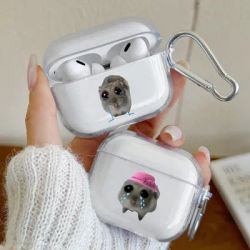 Custodia per AirPods 1 2 3 4 Pro Im Just A Girl Sad Hamster TPU Cover morbida per Airpods Pro 2 Custodia protettiva per cuffie wireless
