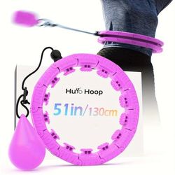 TEMU 51-inch Adjustable Pilates Hoop With Removable 26-section Design, Portable Waist Training Ring For - Purple/blue/green, Abs Material, Includes Carrying Bag, Gym Accessories