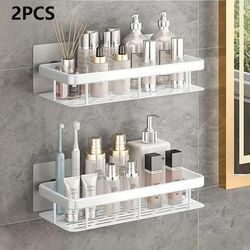 TEMU 2pcs Bathroom Rack Set, Wall-mounted Hanger, Rust-resistant Polished Metal Shower Storage Box, Space-saving Shampoo And Conditioner Organizer, Other Materials
