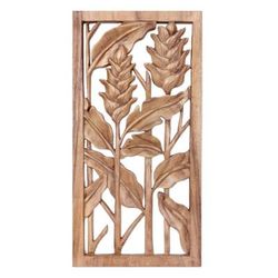 Wood relief panel, 'Balinese Heliconia'