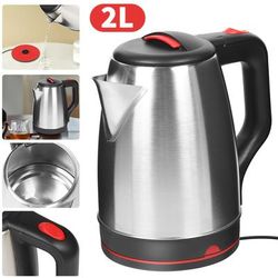 TEMU 2l 1800w Stainless Steel Kettle, High Borosilicate Glass, Base, Stainless Steel Heating Element, Anti-dry Boil Protection, Portable Design, Suitable For Home Or Office Use
