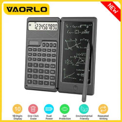 Scientific Calculator with Notepad 10-Digit Large Display Office Desk Professional Foldable Calcultors Support Solar and Battery