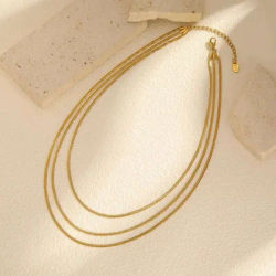 Waterproof Layering Necklaces for Women,stainless Steel Triple Stacked Snake Clavicle Chain Choker Necklaces