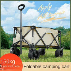 Gathering Camping Cart Foldable Outdoor Hand Pushing Wildlife Cart Camping Trailer Trolley
