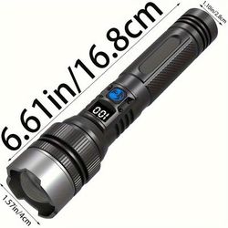 TEMU 1pc Powerful Tactical Led Flashlight, Brightness Handheld Torch With Usb Charging And Built-in Battery, Suitable For Emergencies, Hiking, Camping Gear