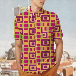 Retrò Vintage Anni '70 Camicia Camicia Aloha Hippie Disco Geometrico Costume Per uomo Mascherata Vacanza Feste Parata dell'Orgoglio Adulti Camicia