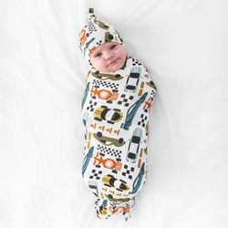 Fast Lane Swaddle & Hat Set - OSFA