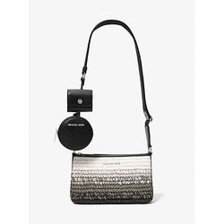 Michael Kors Jet Set Small Ombré Straw Crossbody Bag with Case for Apple Airpods Pro® Black One Size