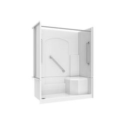 Dreamline DreamLine Accessible Living Alliance Plus Shower Kit, LH Drain, with Grab Bars and Curtain Rods, Chrome DALD6032L00X01