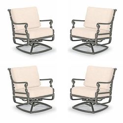 Carlisle 4-pc. Swivel Lounge Chair with Cushions in Slate Aluminum - Quick Dry, Cobalt - Frontgate