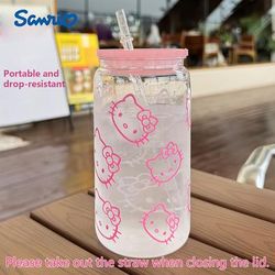 TEMU Hellokitty Transparent Pc Water Bottle With Straw For Outdoor Travel Coffee Mug Cute Kitten Pattern Gift For Her Birthday