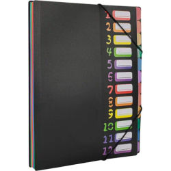 New Rainbow Tab Expanding File Folder - 24 Pockets, Durable A4 Letter Size Organizer, Water-Resistant Plastic Dividers