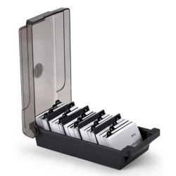 JIELISI Name Card Box Business Card Holder For Desk With Dividers And Index Tabs For Men And Wowen 500 Cards Capacity
