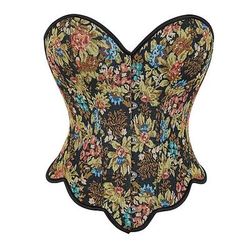 Rococò Completo Mascherata Corsetto Overbust Cosplay Jacquard Controllo della Pancia Push-Up Jacquard Costume Per donna Reale Mascherata Feste Carnevale di Venezia Adulti Corsetto